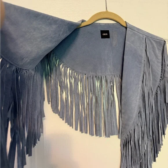🔥ASOS Light Blue Suede collar with Fringe - Picture 5 of 11